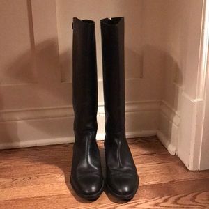 Black leather boots, NOT FRYE, they are J crew.